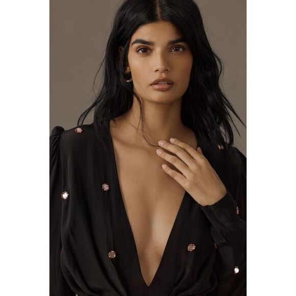 Farm Rio Black Mirror Embroidered Jumpsuit size XL - Picture 2 of 10